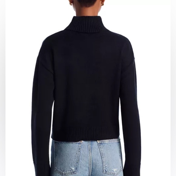 AQUA x Kerri Rosenthal Cropped Turtleneck Heart Patch Sweater - Exclusive Nwt - Picture 4 of 6